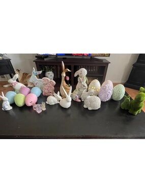 Easter Bunny and Decorative Egg Home Accents Set - Pastel Multi
